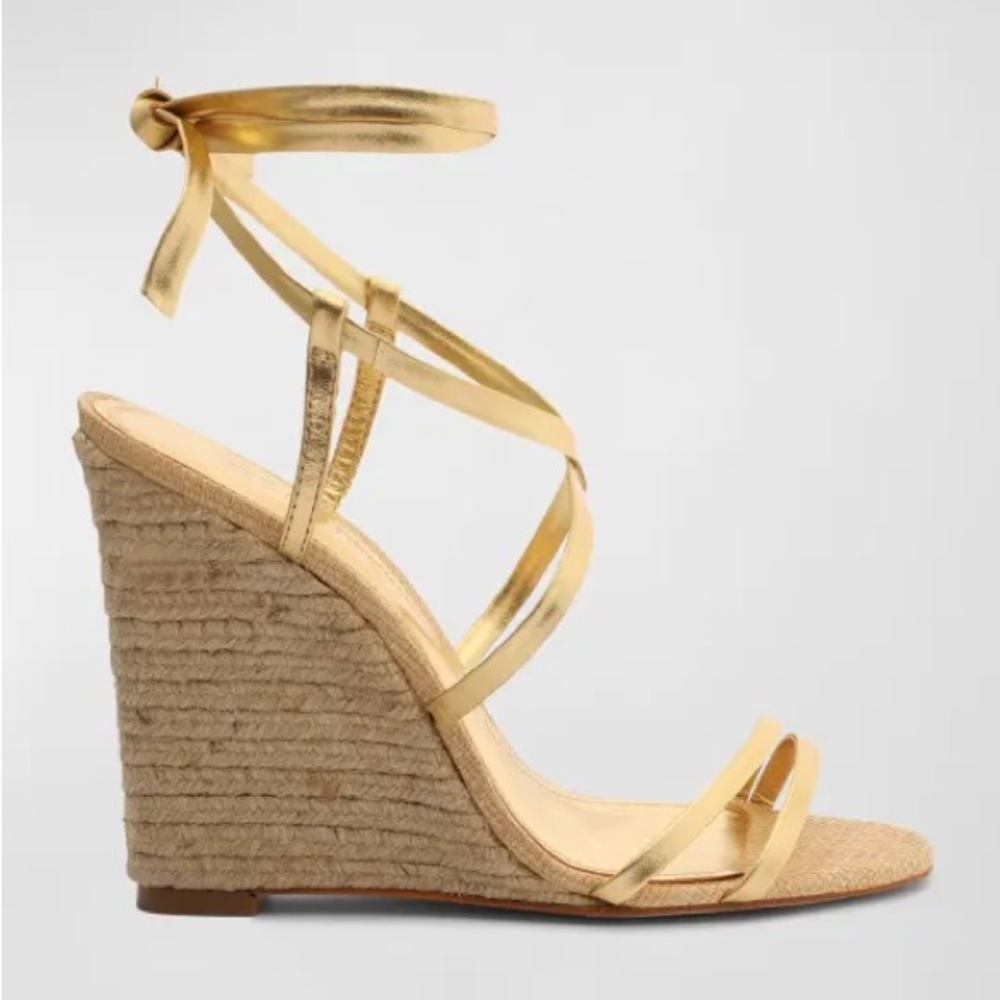 SCHUTZ Gold Wedge Sandals